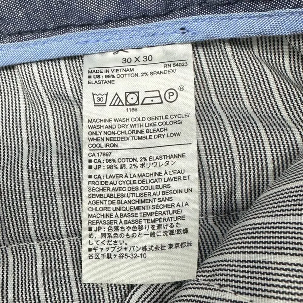 Banana Republic Men's 514668 Slim Fit Stretch Casual Pants Blue Gray Plaid 30x30